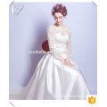 New Design Bateau Neckline Satin Ball Gown Wedding Dress with Butterfly 2017